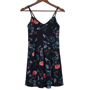 Speechless Fit Flair Skater Strappy Womens Dress Black Floral Size Medium